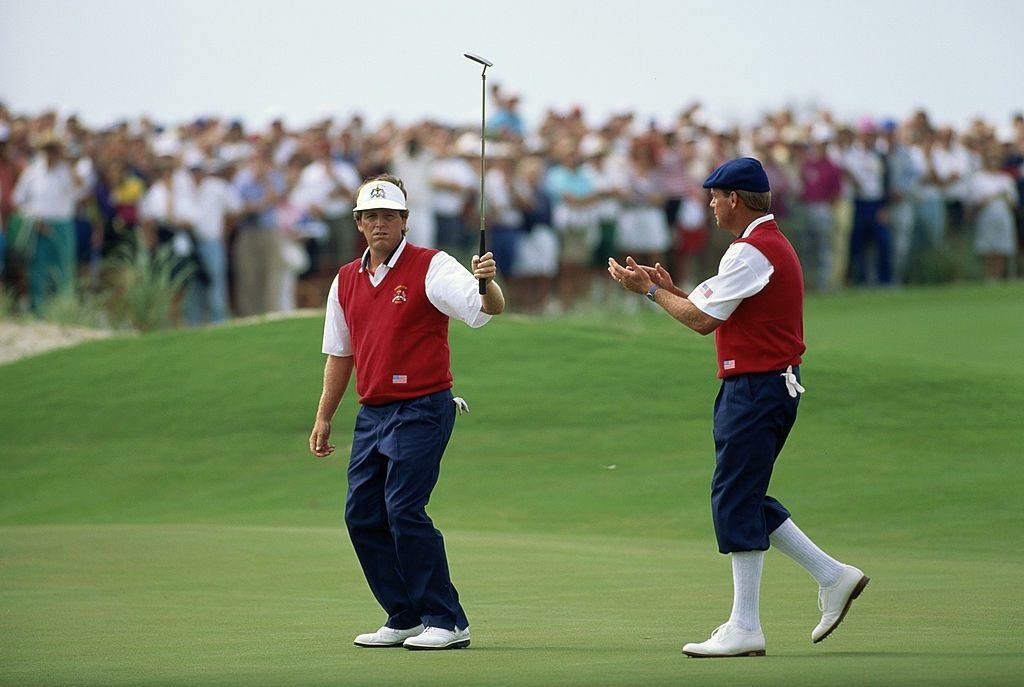 Mark Calcavecchia and Payne Stewart at the Ryder Cup in 1991