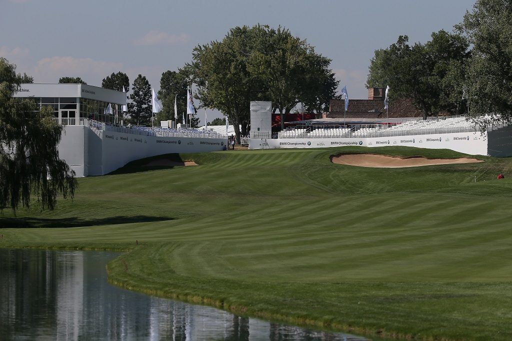 A view up the 18th fairway at the Cherry Hills Country Club