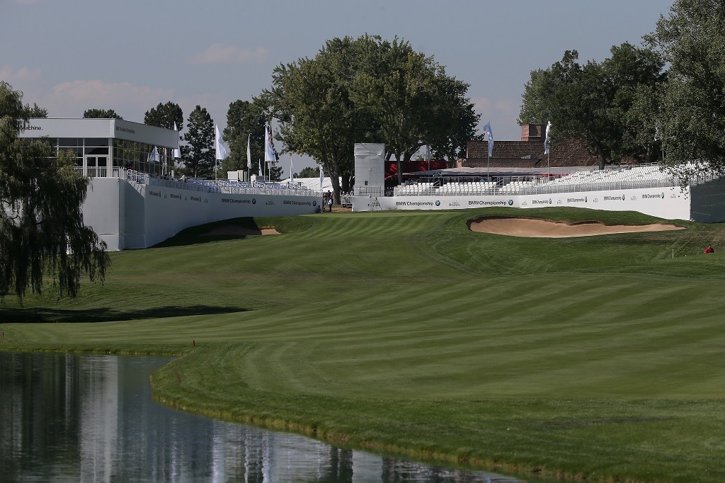A view up the 18th fairway at the Cherry Hills Country Club