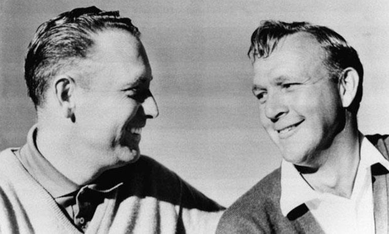 Arnold Palmer (right) with Billy Casper at the 1966 U.S. Open