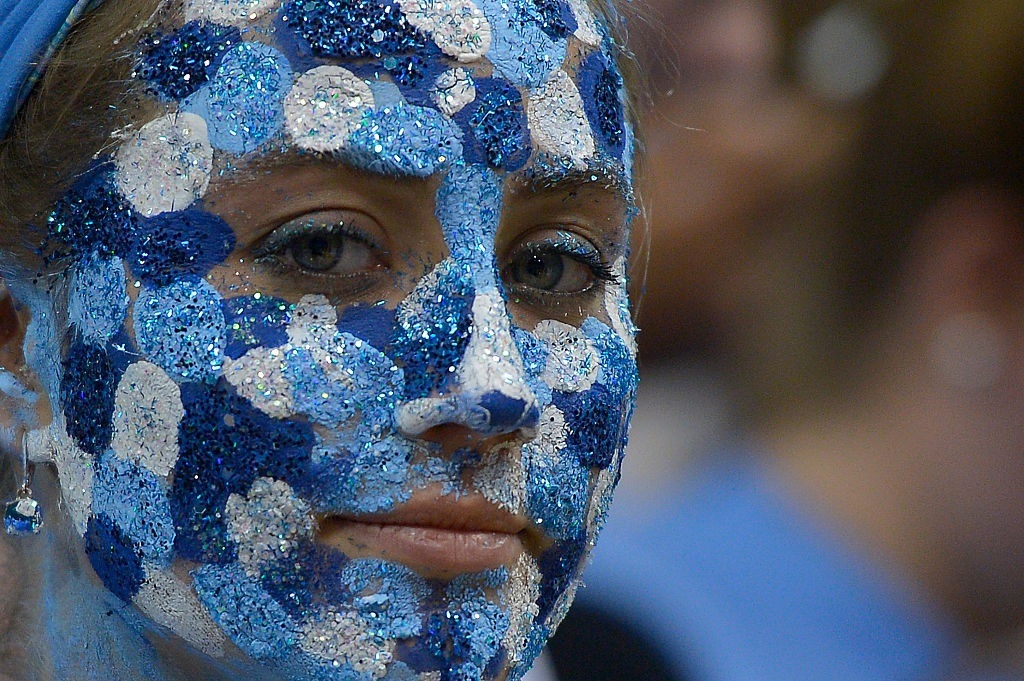 A UNC fan looks on ahead of a game against Virginia Tech A UNC fan looks on ahead of a game against Virginia Tech
