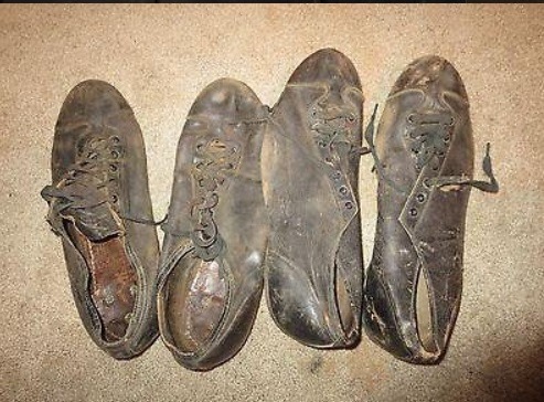 Leather baseball cleats from the 1920s-30s