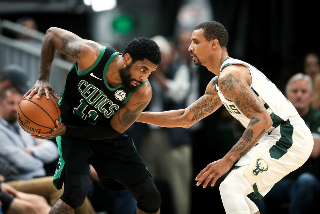 George Hill (right) and the Bucks against Kyrie Irving and the Celtics should be a close second-round series in the 2019 NBA playoffs.