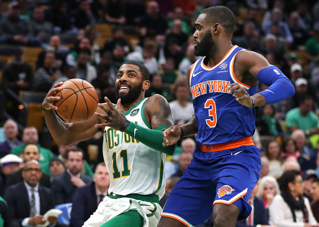 The Knicks are an option, but another team has better odds to land 2019 free agent Kyrie Irving (left).