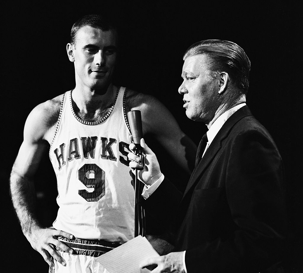 Bob Petit (left) was a key member of the 1958 St. Louis Hawks team that registered one of the biggest blowouts in NBA playoff history.