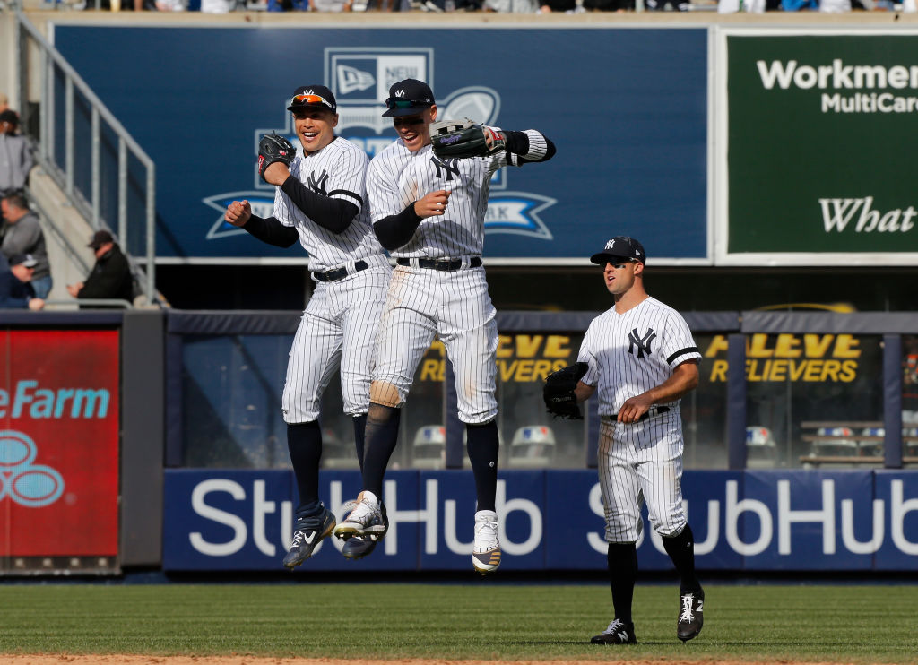 Injuries to Giancarlo Stanton (left) and Aaron Judge (middle) sidetracked the Yankees early, but the lineup will be formidable when they return.
