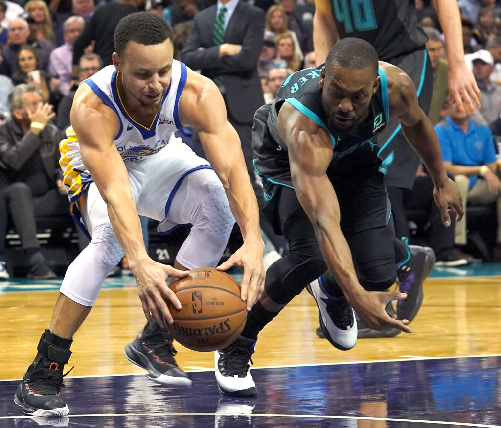 Kemba Walker (right) could join Stephen Curry in the Golden State Warriors lineup in 2019-20.