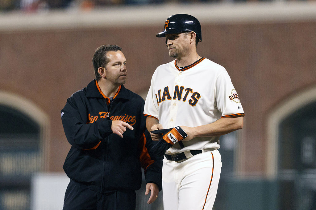 en he tried celebrating a perfect game, Aubrey Huff joined the ranks of MLB players who hurt themselves in jubilation. 
