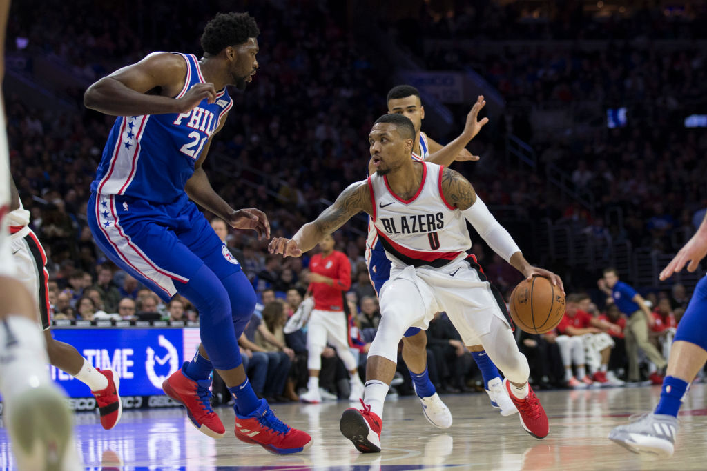Joel Embiid (left) and the 76ers and Damian Lillard (right) and the Portland Trail Blazers could become NBA contenders very soon.