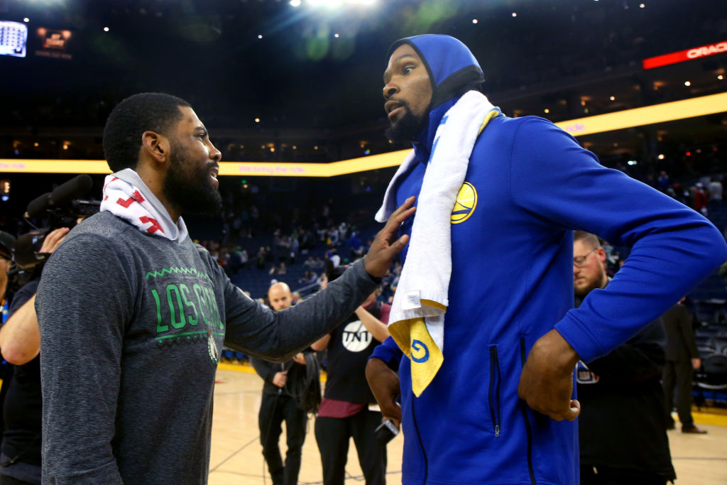 Kevin Durant and Kyrie Irving meet postgame