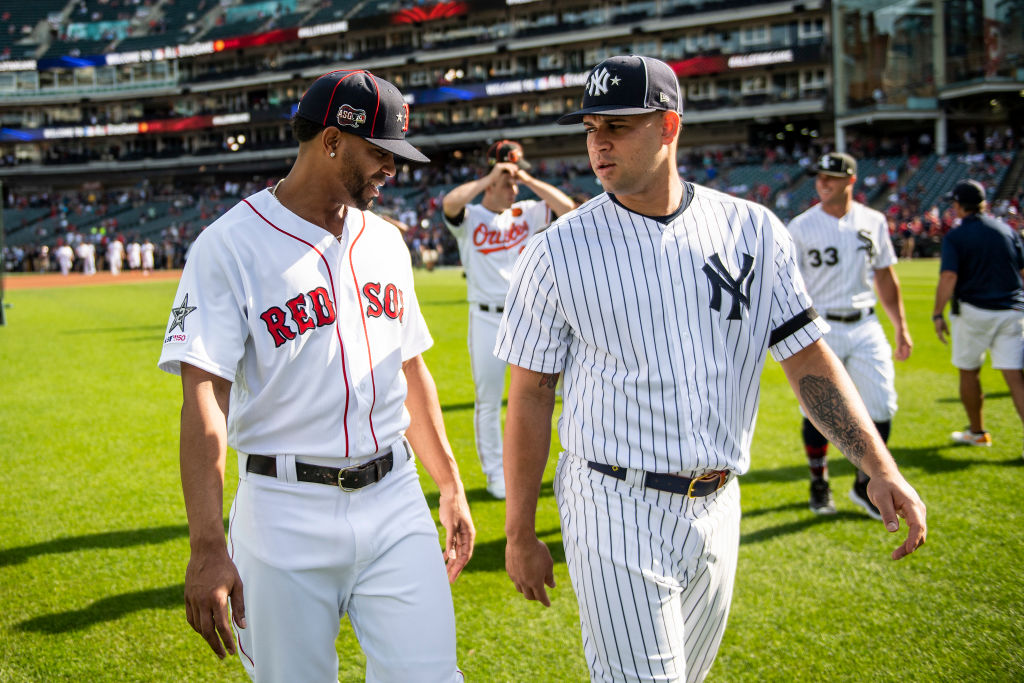 Xander Bogaerts and Gary Sanchez at the MLB All-Star Game