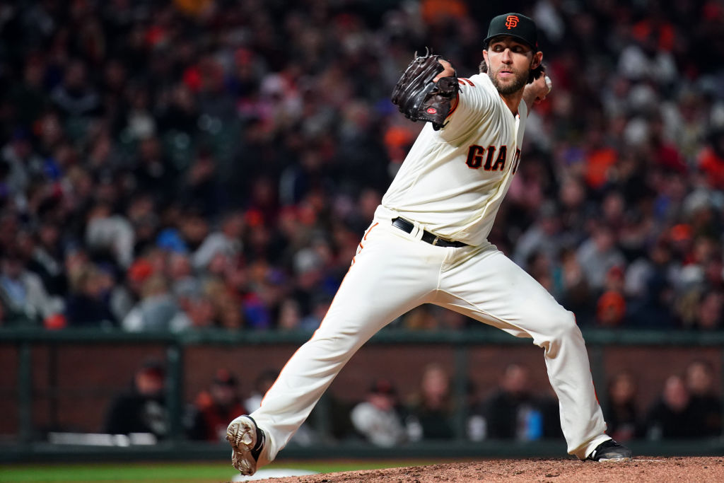 Madison Bumgarner pitches against the New York Mets