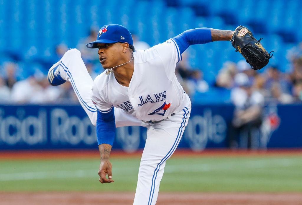 Marcus Stroman #6 of the Toronto Blue Jays pitches against the Cleveland Indians