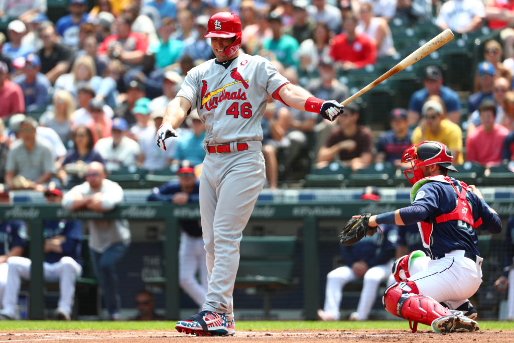 Paul Goldschmidt swings and misses at a strike | Photo by Abbie Parr/Getty Images