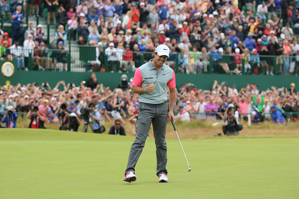 Rory McIlroy celebrates his Open Championship victory