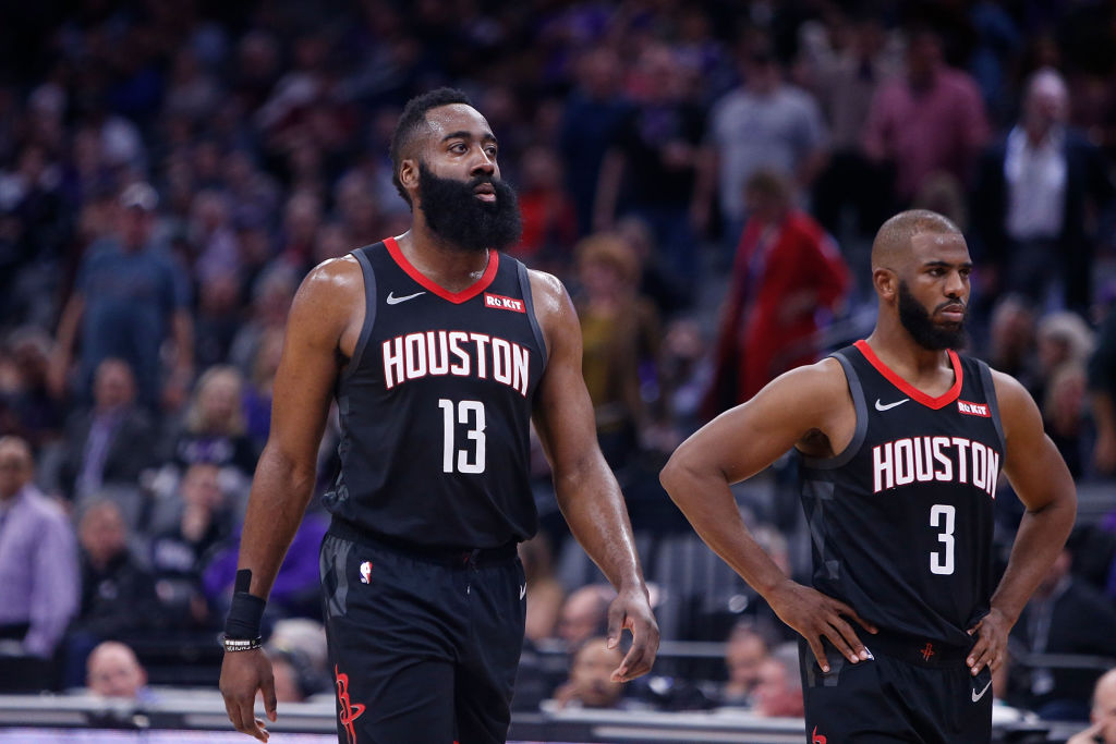 Swapping Chris Paul (right) for Russell Westbrook to play alongside James Harden is an upgrade for the Rockets.