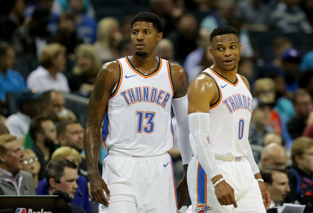Trading Paul George (left) and Russell Westbrook brought the Oklahoma City Thunder a handful of draft picks in return.