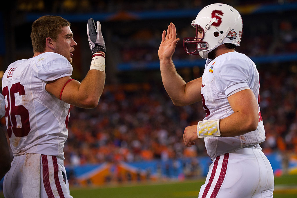 Zach Erz (left) and Andrew Luck played together at Stanford before they came to the NFL.