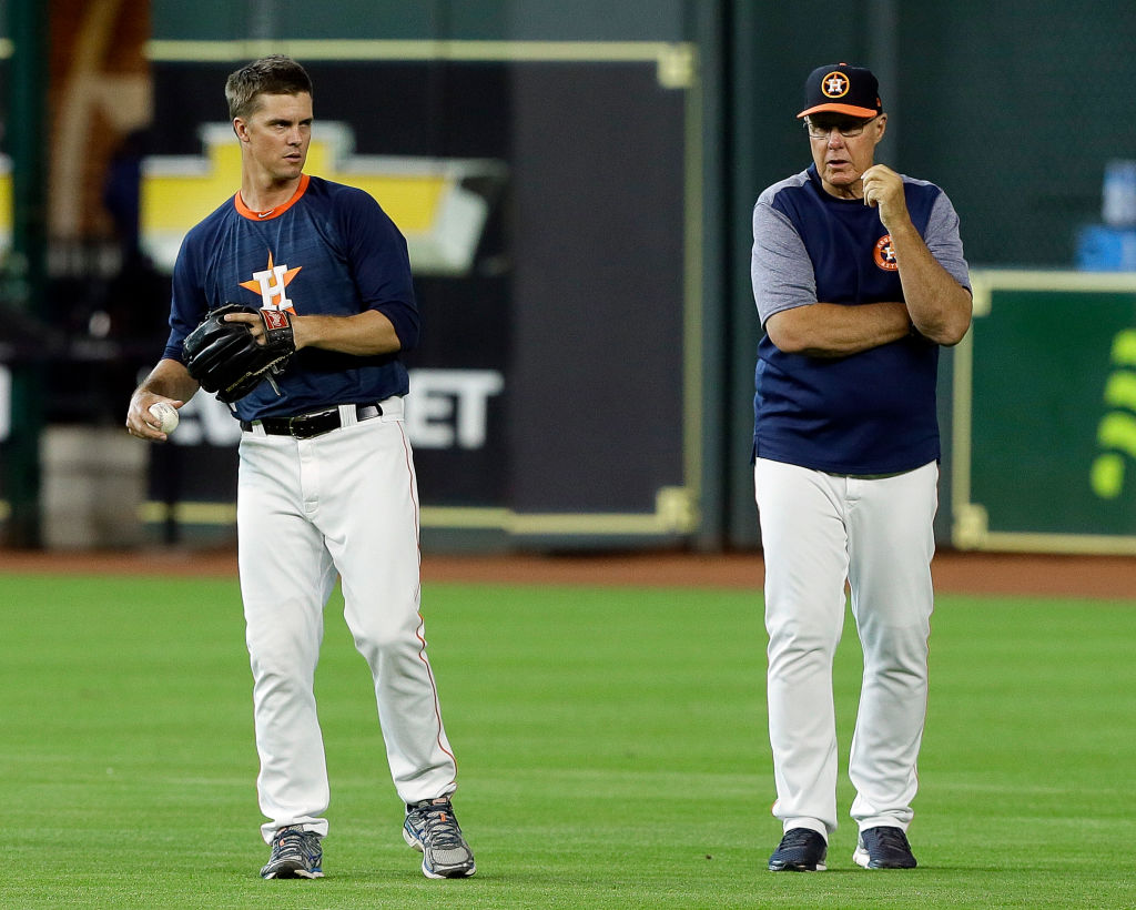 Brent Strom (right) helps make Zack Greinke and the Astros pitching staff one of the best in the game.