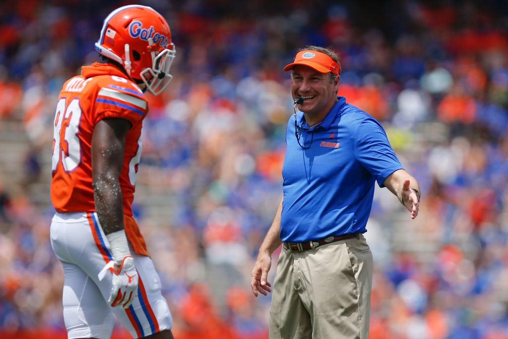 The Florida Gators and head coach Dan Mullen (right) had a lot of success in the college football landscape in 2018, but 2019 might be more of a struggle.