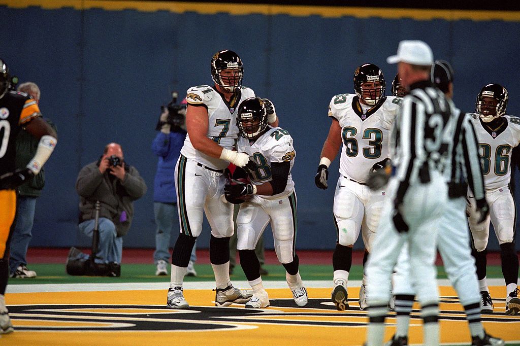 Tony Boselli (left) and Fred Taylor (with ball) are two of the best players in Jaguars history.