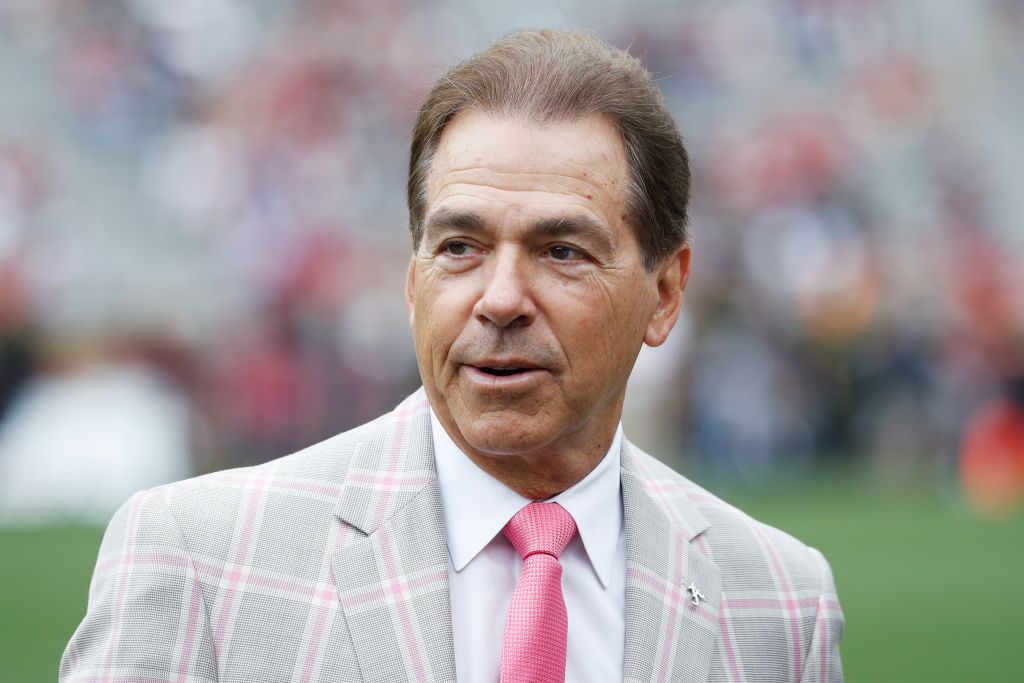 Alabama Crimson Tide head coach Nick Saban looks on