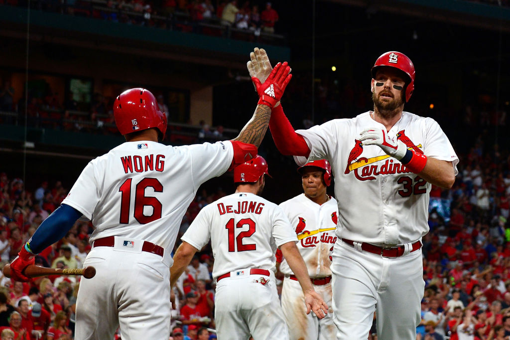 Matt Wieters and the Cardinals celebrate after a three-run home run