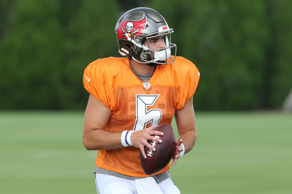 Vincent Testaverde (6) goes thru a drill during the Tampa Bay Buccaneers