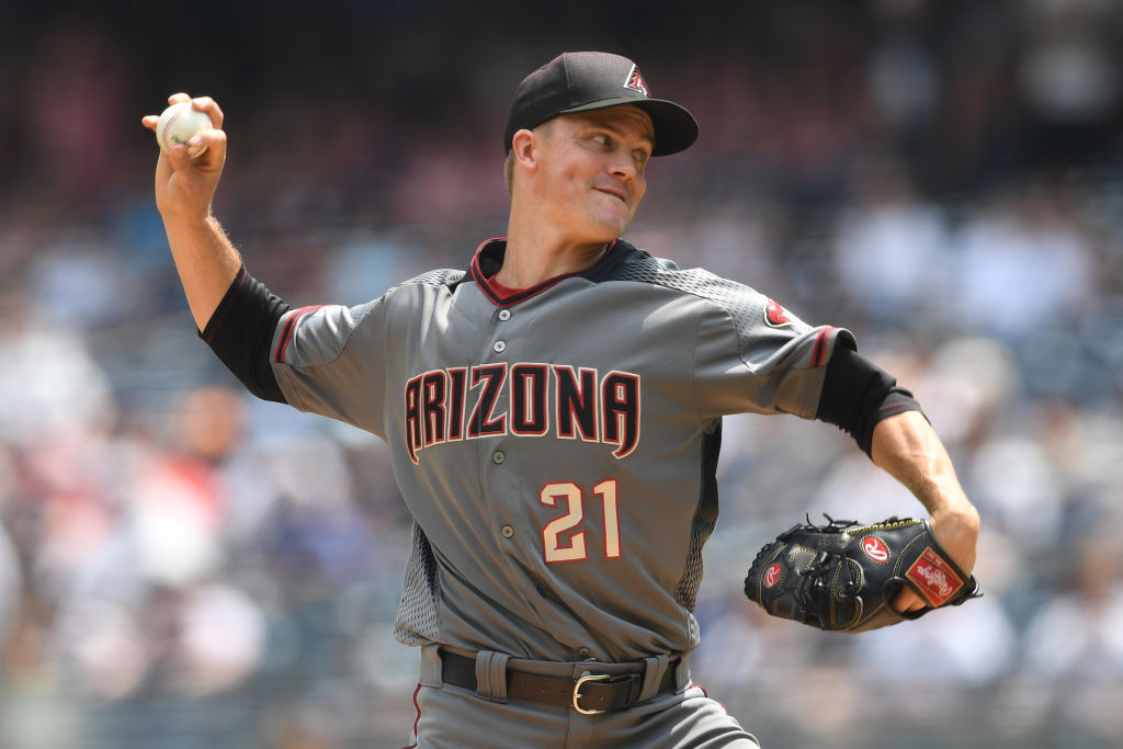 Zack Greinke #21 of the Arizona Diamondbacks pitches during the first inning