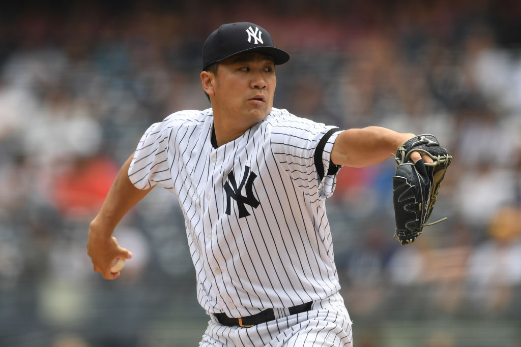 Masahiro Tanaka #19 of the New York Yankees pitches