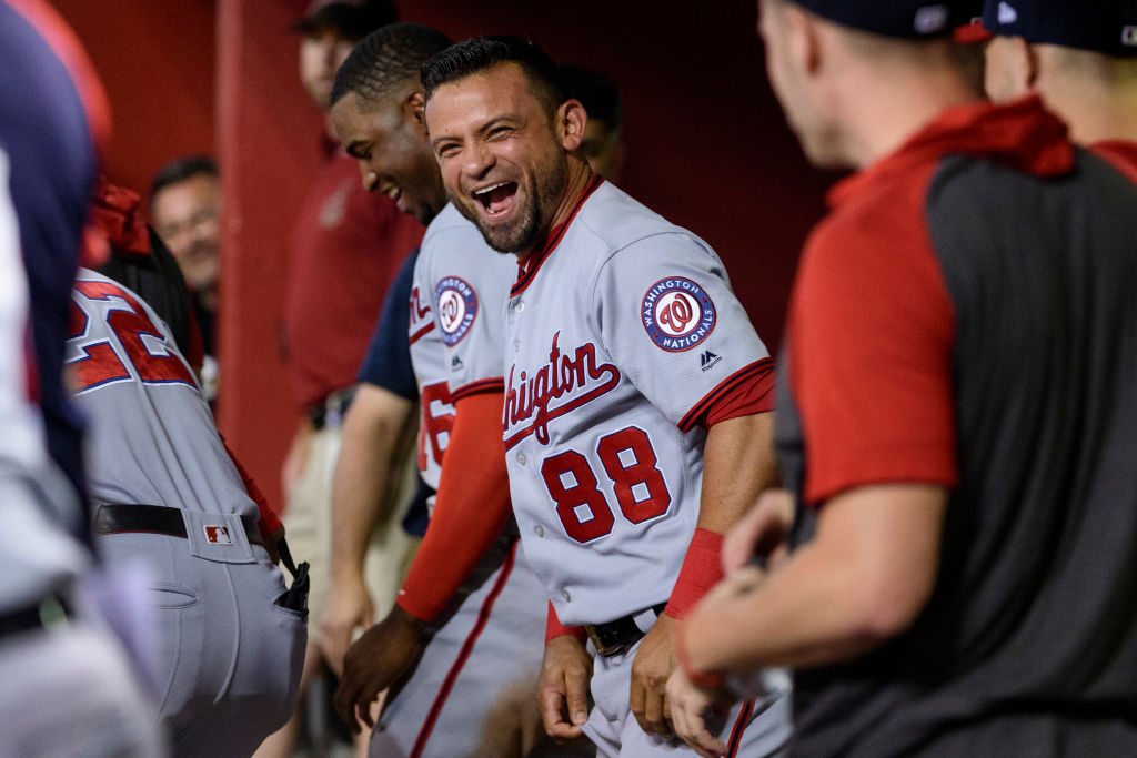 Gerardo Parra #88 of the Washington Nationals celebrates