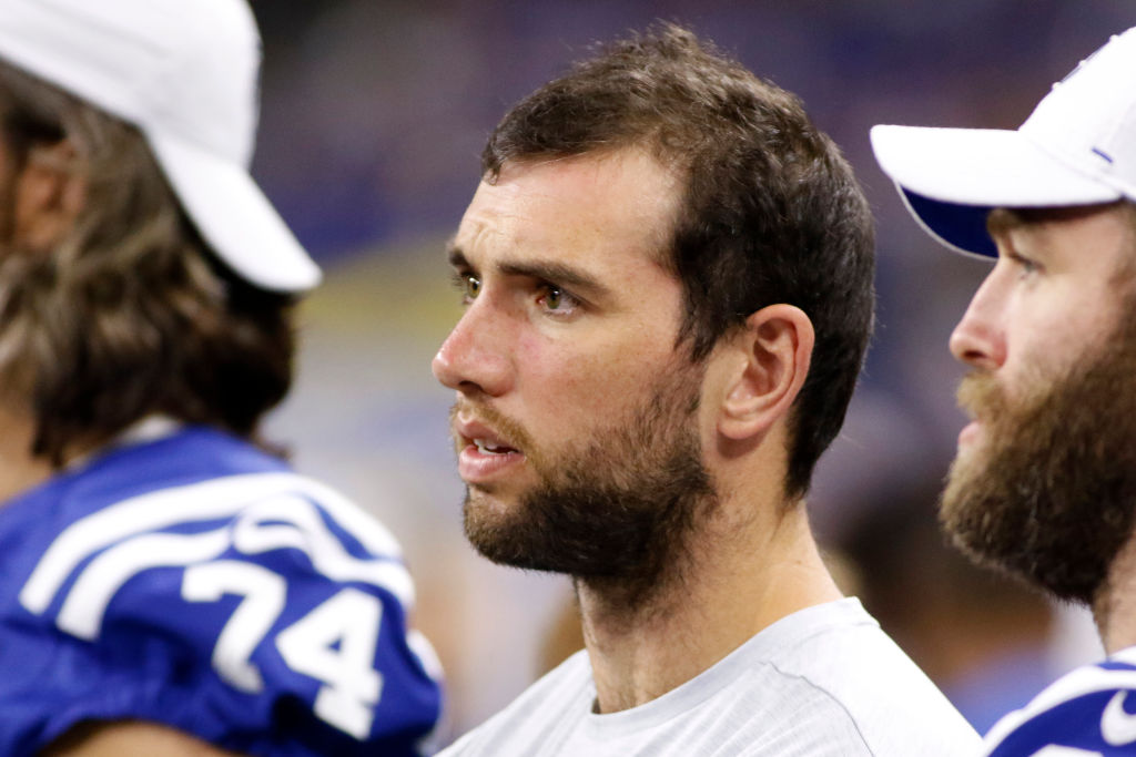 Andrew Luck on the sidelines in his final preseason game