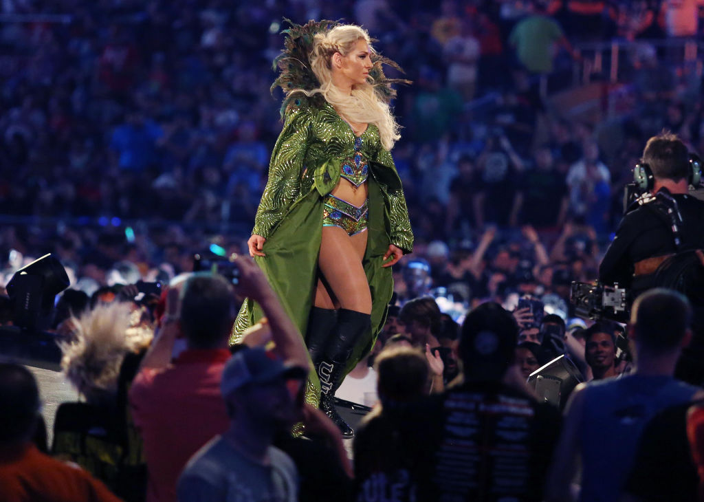Charlotte Flair walks to the ring during WrestleMania 33