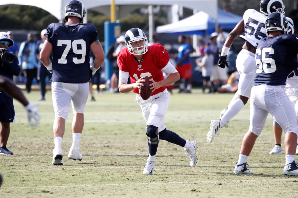 Jared Goff hit the weight room hard during the 2019 offseason in order to bulk up from his 2018 playing weight.