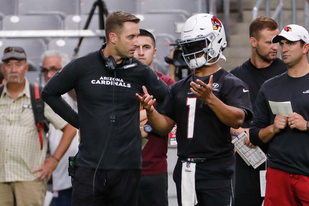 Arizona Cardinals coach Kliff Kingsbury (left) built halftime breaks into practice, which is either brilliant or insane, but it's definitely different.