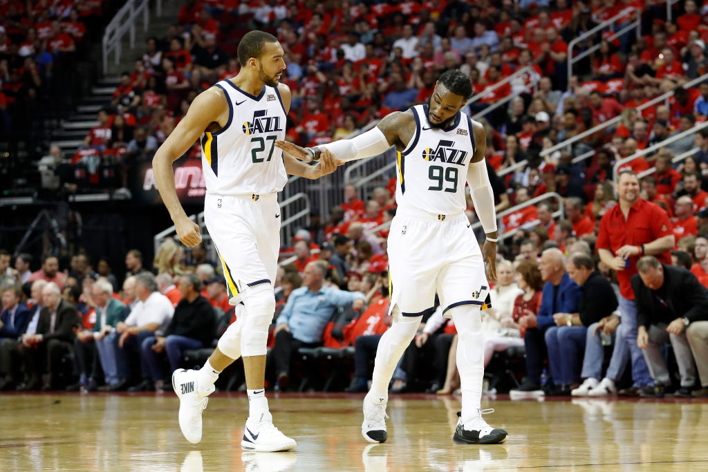 Rudy Gobert (left) anchors the defense, but the Jazz might regress on that end of the floor.