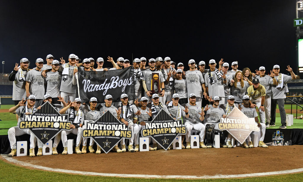 Vanderbilt Commodores players and coaches after winning the 2019 College World Series