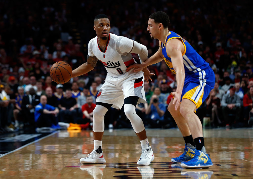 Trail Blazers Damian Lillard and Warriors Klay Thompson