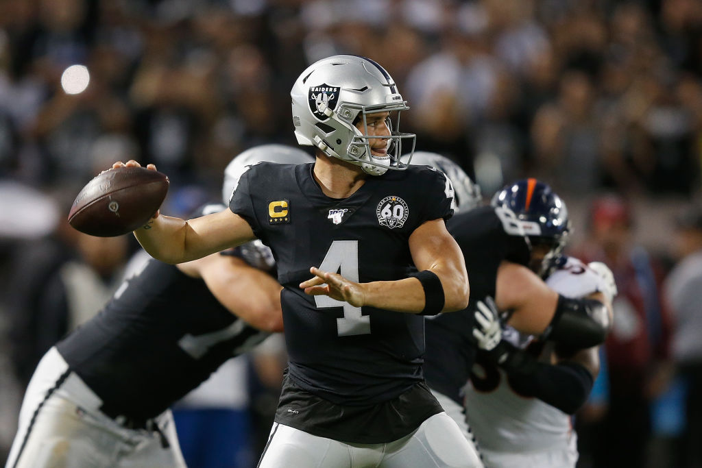 He never used it, but Raiders quarterback Derek Carr (above) received some advice about playing with superstar wide receivers like Antonio Brown.