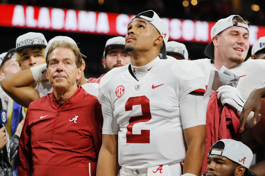 Alabama head coach Nick Saban and quarterback Jalen Hurts