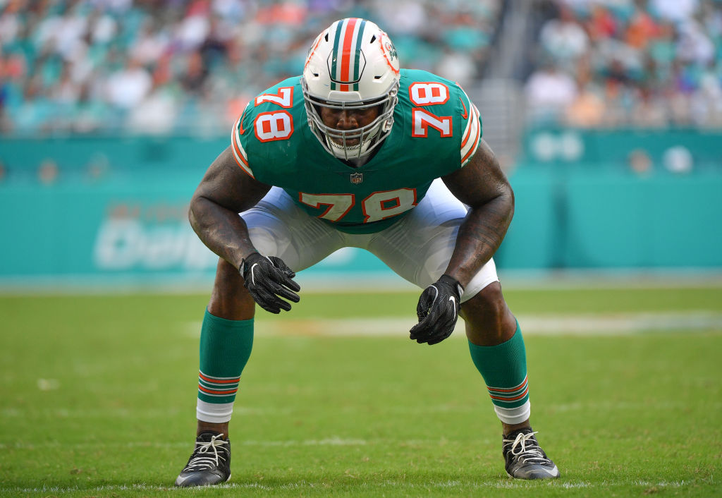 Laremy Tunsil #78 of the Miami Dolphins in action during the game