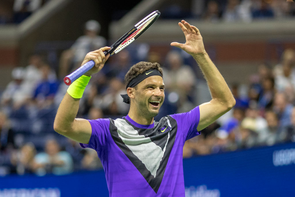 Grigor Dimitrov of Bulgaria celebrates