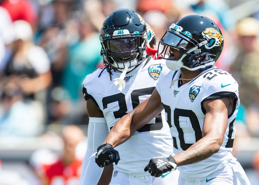 Jalen Ramsey celebrates after making a play on defense