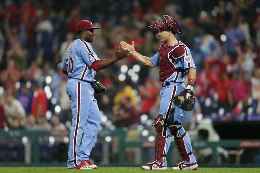 Phillies catcher J.T. Realmuto (right) quietly put together the best season of his career in 2019.