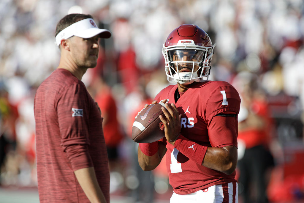 Does Jalen Hurts (right) have to worry about losing his starting QB job with the Oklahoma Sooners?