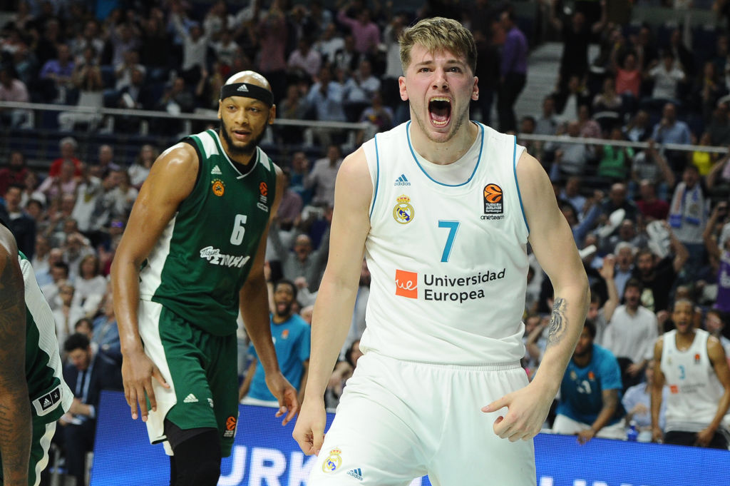 Luka Doncic playing in the EuroLeague, a European Basketball League