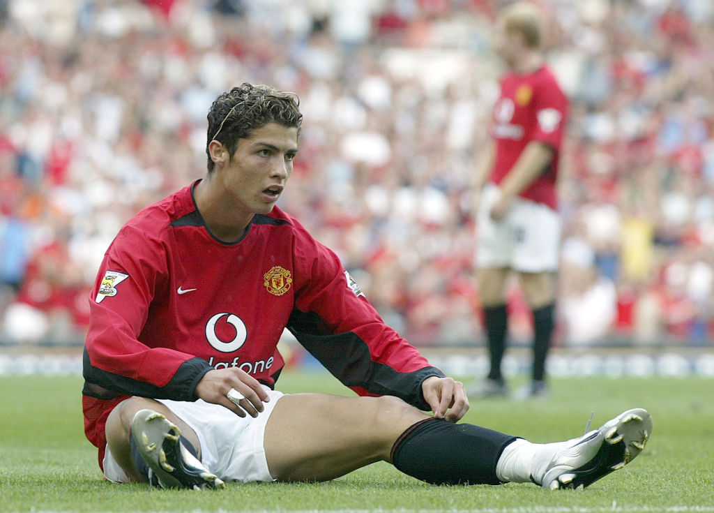 A young Cristiano Ronaldo playing for Manchester United