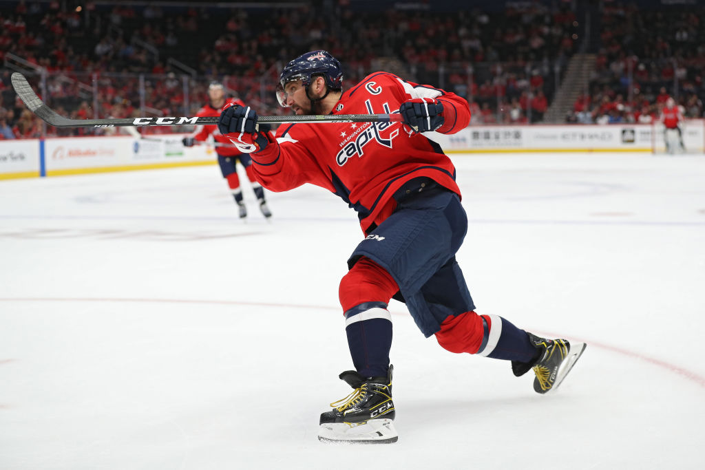 Alex Ovechkin practicing his deadly shot