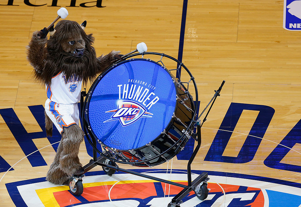 NBA mascots, such as the Rumble the Bison at Oklahoma City Thunder games, earn a nice chunk of change.