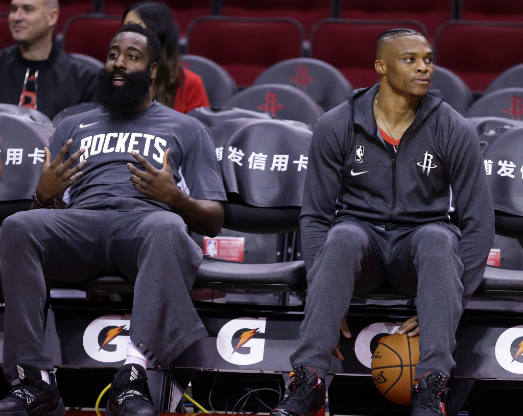 Rockets guards James Harden and Russell Westbrook